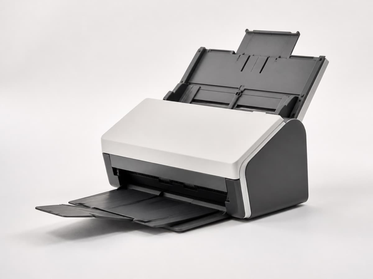 Side view of a document scanner
